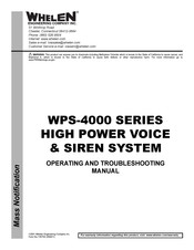 Whelen Engineering Company WPS-4000 Series Operating And Troubleshooting Manual