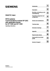 Siemens SIMATIC RF120C Operating Instructions Manual