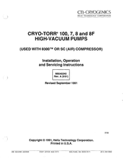 HELIX CTI-CRYOGENICS CRYO-TORR 8 Installation, Operation And Servicing Instructions