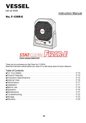 Vessel Stat Clean F-120R-E Instruction Manual
