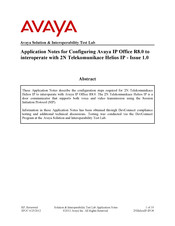 Avaya 2N Helios IP Application Notes