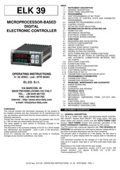 ELCO spa ELK 39 Operating Instructions Manual