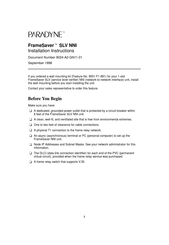 Paradyne FrameSaver SLV NNI Installation Instructions Manual