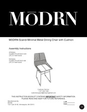 MoDRN HYN-MTDNCH-WH Assembly Instructions Manual