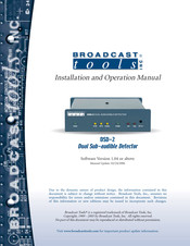 Broadcast Tools DSD-2 Installation And Operation Manual