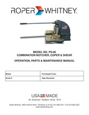 Roper Whitney PS-66 Operation, Parts & Maintenance Manual