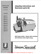 UnionSpecial 398-26 Adjusting Instructions And Illustrated Parts List
