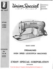 UnionSpecial 63400B Instructions For Adjusting And Operating