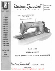 UnionSpecial 61400J Instructions For Adjusting And Operating