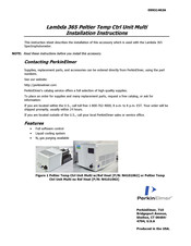 PerkinElmer Lambda 365 Peltier Temp Ctrl Unit Multi Installation Instructions Manual