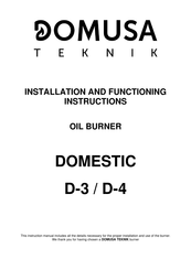 DOMUSA TEKNIK Domestic D-3 Installation Instructions Manual