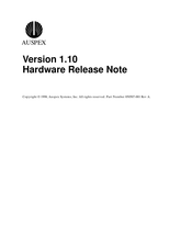 Auspex Systems NS 7000 250 Hardware Release Note