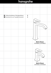 Hans Grohe Metris Classic 31078823 Instructions For Use/Assembly Instructions
