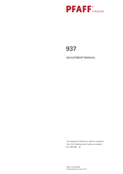 Pfaff Industrial 937 Adjusiment Manual