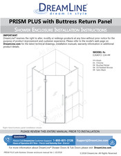 Dream Line PRISM PLUS E264072-134 Series Installation Instructions Manual