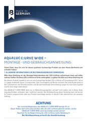Barthelme AQUALUC C:URVE WIDE Instructions For Installation And Operation Manual