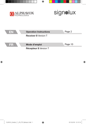 Alphavox Technologies Signolux Receiver S Version T Operation Instructions Manual