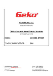 Geko 640000ED-S/MEDA Operating And Maintenance Manual