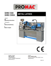 Promac GHB-1340A Operating Instructions Manual