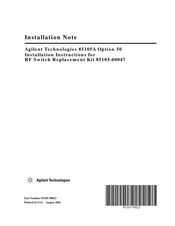 Agilent Technologies 85105A Option 50 Installation Note