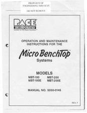 Pace MicroBenchtop MBT-100 Operation And Maintenance Instructions