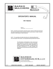 Barko Hydraulics 640 Operator's Manual