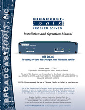 Broadcast Tools AES DA 2x6 Installation And Operation Manual