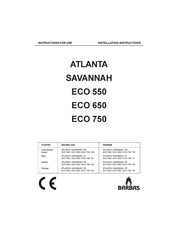barbas ECO 550 Instruction For Use & Installation Instructions