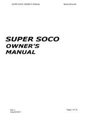 BELIZE BICYCLE Super SOCO Owner's Manual