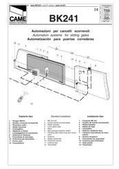 CAME BK241 Installation Instructions Manual