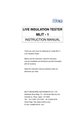MULTI MEASURING INSTRUMENTS MLIT-1 Instruction Manual