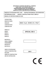 macc SPECIAL 380 A Instruction Manual For Operation