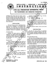 Westinghouse CA-5 Installation, Operation & Maintenance Instructions Manual