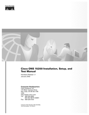 Cisco ONS 15200 Series Installation, Setup & User Manual