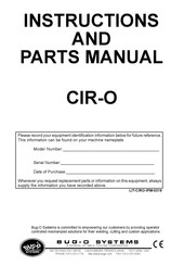 Bug-O Systems CIR-O Instructions And Parts Manual