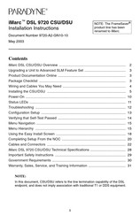 Paradyne iMarc DSL 9720 CSU/DSU Installation Instructions Manual