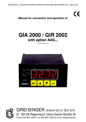 GREISINGER electronic GIA 2000 Manual For Connection And Operation