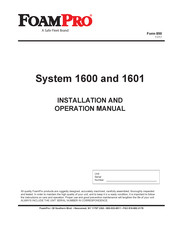 Safe Fleet FoamPRO 1601 System Installation And Operation Manual