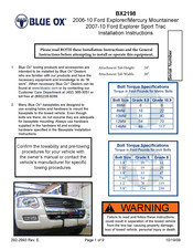 Blue Ox BX2198 Installation Instructions Manual