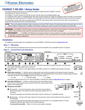 Extron electronics FOXBOX T HD-SDI Setup Manual