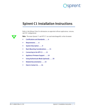 Spirent C1 Installation Instructions Manual
