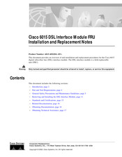 Cisco 6015 Installation And Replacement Notes