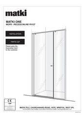 Matki MATKI ONE MOPR1200 Installation Manual