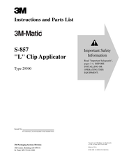 3M 3M-Matic S-857 Instructions And Parts List