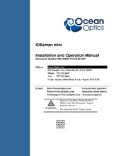 Ocean Optics IDRaman mini Installation And Operation Manual
