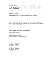 Simco OVERHEAD Series Instructions Manual
