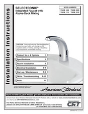 American Standard SELECTRONIC 705X.215 Installation Instructions Manual