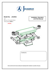 Jema Autolifte JA2000J Installation, Operation, And Parts Manual