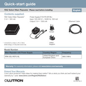 Lutron Electronics RRK-SEL-REP2-BL Quick Start Manual