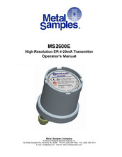 Metal Samples MS2600E Operator's Manual